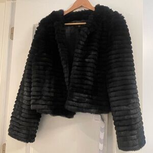 Elegant Black Faux Fur Jacket